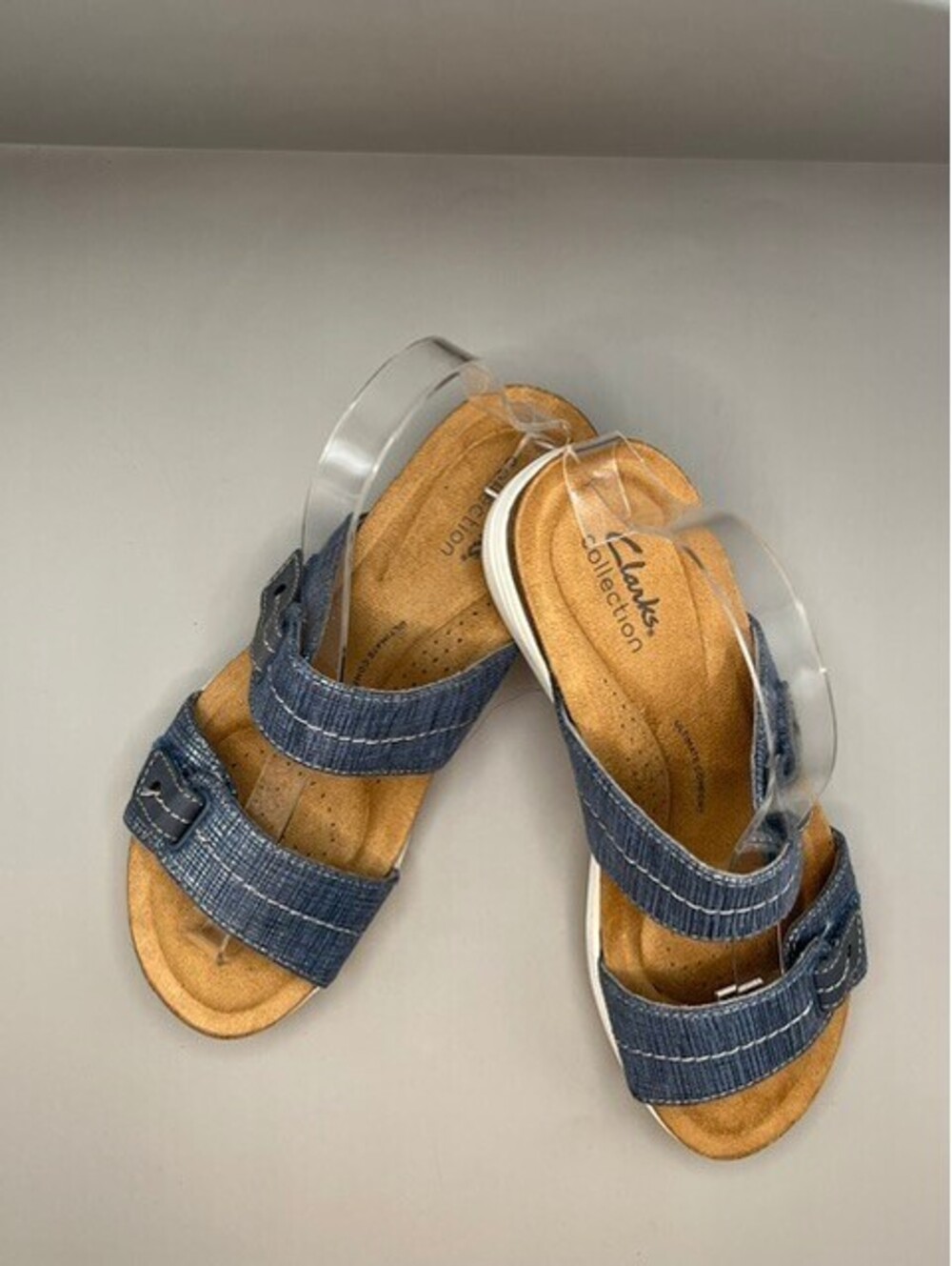 Clarks Laurieann Bell Denim Blue Strappy Comfort Sandals Women's 6.5 M EUC - Picture 2 of 4